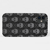灰色および黒い砂糖のスカルパターン Case-Mate iPhoneケース (裏面(横))