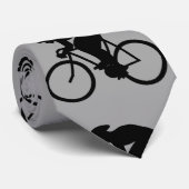 灰色および黒い自転車パターン ネクタイ (ロール)
