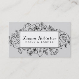 灰色および黒い花の名刺 名刺