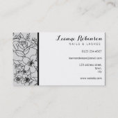 灰色および黒い花の名刺 名刺 (裏面)