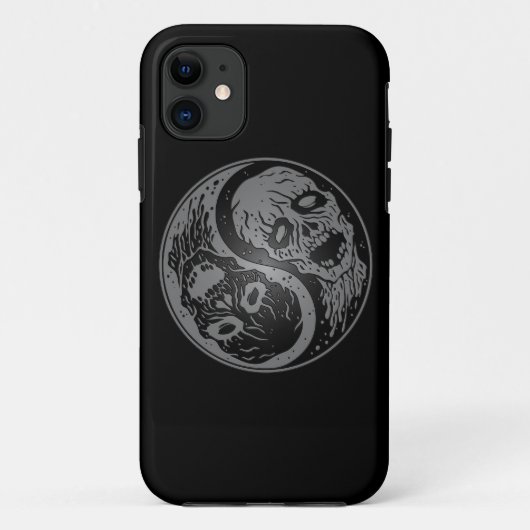 灰色および黒い陰陽のゾンビ Case-Mate iPhoneケース (裏面)