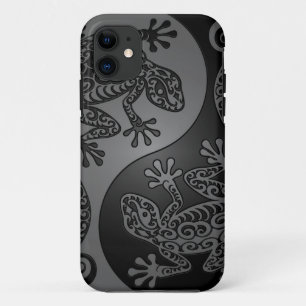 灰色および黒い陰陽のトカゲ iPhone 11 ケース