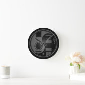 灰色および黒い音響のエレキギターの陰陽 ラウンド壁時計 (ホーム)