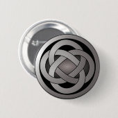 灰色および黒い、ケルト族の結び目 缶バッジ (正面&裏面)