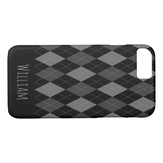 灰色および黒くアーガイル柄のなパターンiPhone 7/8の場合 Case-Mate iPhoneケース (裏面(横))