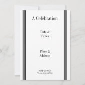 灰色および黒のストライプの招待状のテンプレート 招待状 (裏面)