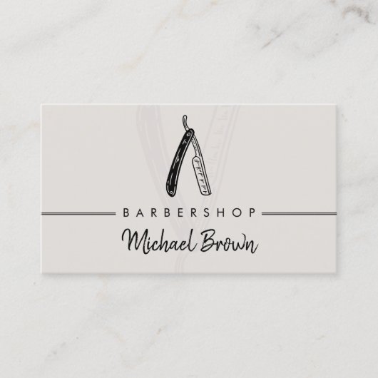 灰色かみそりグルーミングひげ髭のヘアカット 名刺 (正面)