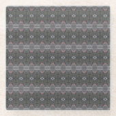 灰色かわいらし模様と珊瑚を有するガラスコースター ガラスコースター (正面)