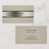 灰色がかったオレンジ色のダマスク模様 名刺 (正面/裏面)