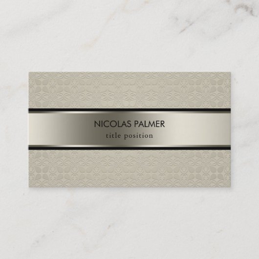 灰色がかったオレンジ色のダマスク模様 名刺 (正面)