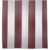 灰色がかったバーガンディレッストライプのド シャワーカーテン (正面)