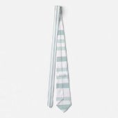 灰色がかった灰色の緑のストライプ線の白 ネクタイ (裏面)