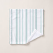 灰色がかった灰色の緑のストライプ線の白 バスタオルセット (ウォッシュタオル)