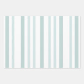 灰色がかった灰色の緑のストライプ線の白 ラッピングペーパーシート (正面2)