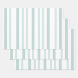 灰色がかった灰色の緑のストライプ線の白 ラッピングペーパーシート