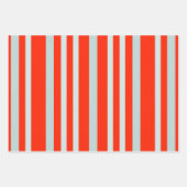 灰色がかった灰色の緑のストライプ線の赤 ラッピングペーパーシート (正面2)