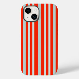 灰色がかった灰色の緑のストライプ線の赤 Case-Mate iPhone 14ケース