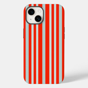 灰色がかった灰色の緑のストライプ線の赤 Case-Mate iPhone 14ケース