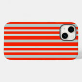灰色がかった灰色の緑のストライプ線の赤 Case-Mate iPhoneケース (裏面 (横))