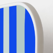 灰色がかった灰色の緑のストライプ線の青 ピックルボールラケット (左詳細)