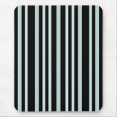 灰色がかった灰色の緑のストライプ線の黒 マウスパッド (正面)