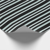 灰色がかった灰色の緑のストライプ線の黒 ラッピングペーパー (角)