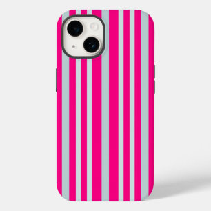 灰色がかった灰色の緑ストライプの線のかわいらしピンク Case-Mate iPhone 14ケース