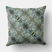 灰色がかった緑と緑がかったシアンの反復 クッション (裏面)