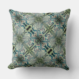 灰色がかった緑と緑がかったシアンの反復 クッション