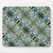 灰色がかった緑と緑がかったシアンの色の色の色の繰り返し マウスパッド (正面)