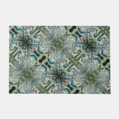 灰色がかった緑と緑がかったシアンのthroの繰り返し ドアマット (正面)