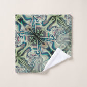 灰色がかった緑と緑がかったシアンのthroの繰り返し バスタオルセット (ウォッシュタオル)