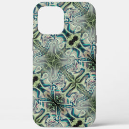灰色がかった緑と緑がかったシアンのthroの繰り返し iPhone 12 pro max ケース