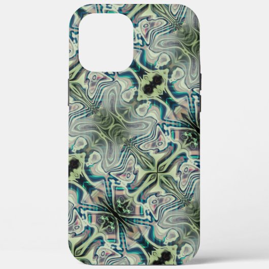 灰色がかった緑と緑がかったシアンのthroの繰り返し Case-Mate iPhoneケース (裏面)