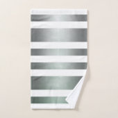 灰色がかった緑の白いラスティックストライプの色 バスタオルセット (ハンドタオル)