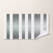 灰色がかった緑の白いラスティックストライプの色 バスタオルセット (ハンドタオル)