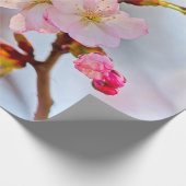 灰色がかった背景に対するピンクの桜 ラッピングペーパー (角)