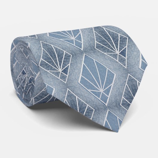 灰色がかった青白いひし形のアールデコパターン ネクタイ (ロール)