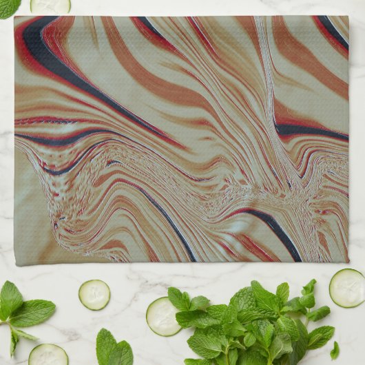 灰色がかった黄褐色のオレンジ色の混合塩基の波 キッチンタオル (折り畳み)