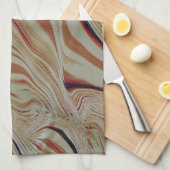 灰色がかった黄褐色のオレンジ色の混合塩基の波 キッチンタオル (四つ折り)