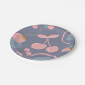 灰色さくらんぼ模様 ペーパープレート (アングル)