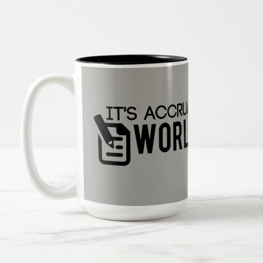 灰色それは増加の世界の会計士です ツートーンマグカップ (左)