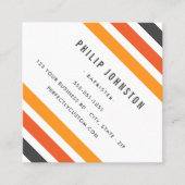 灰色とオレンジ色のレトロストライプの白い対角線 スクエア名刺 (正面)