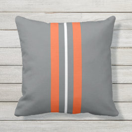灰色とオレンジ色の垂直ストライプ屋外枕 アウトドアクッション