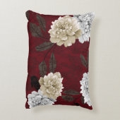 灰色とクリームヴィンテージ葉の花束 アクセントクッション (裏面(縦))