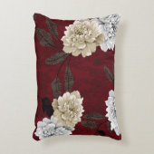 灰色とクリームヴィンテージ葉の花束 アクセントクッション (正面(垂直))