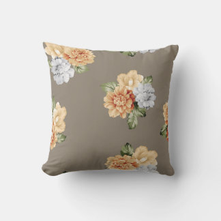 灰色とクリーム色の花葉について クッション