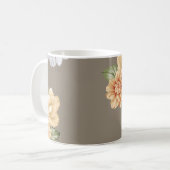 灰色とクリーム色の花葉について コーヒーマグカップ (正面左)