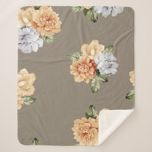 灰色とクリーム色の花葉について シェルパブランケット (正面)