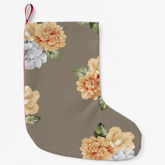 灰色とクリーム色の花葉について スモールクリスマスストッキング